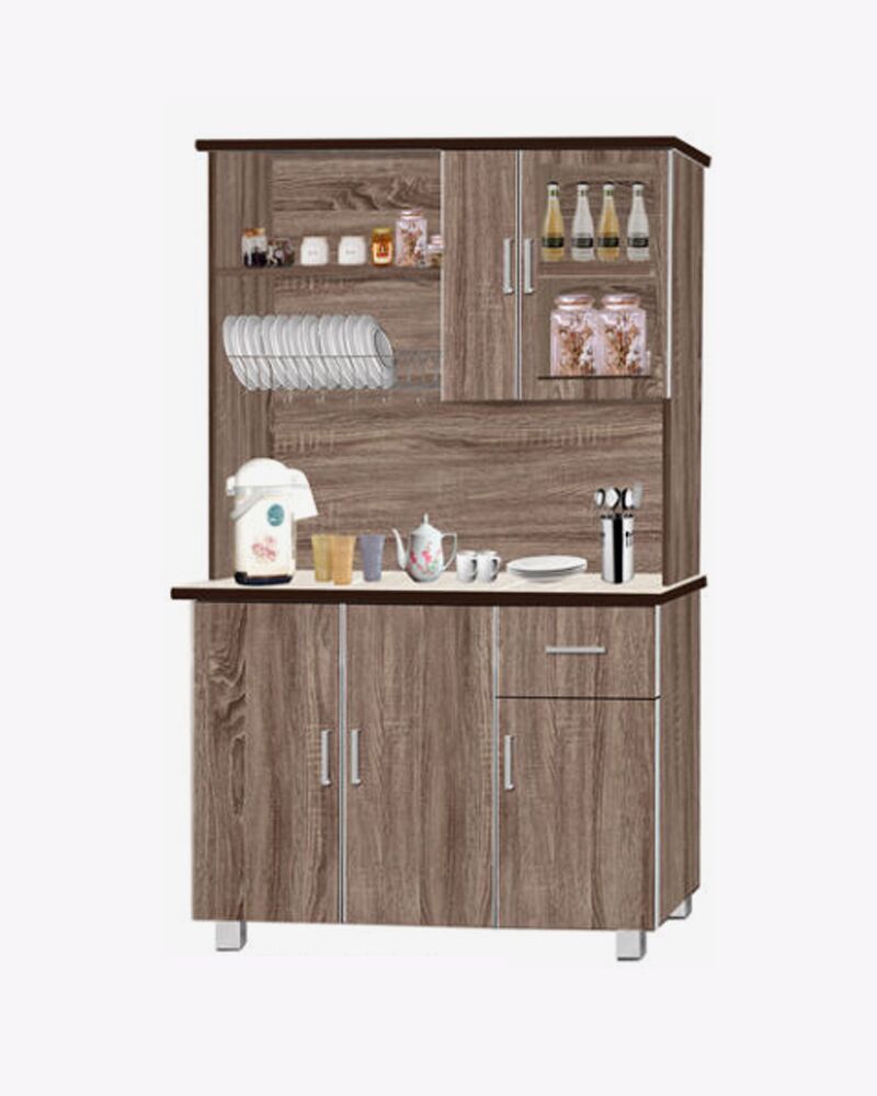 medium wooden kitchen cabinet and kitchen essentials