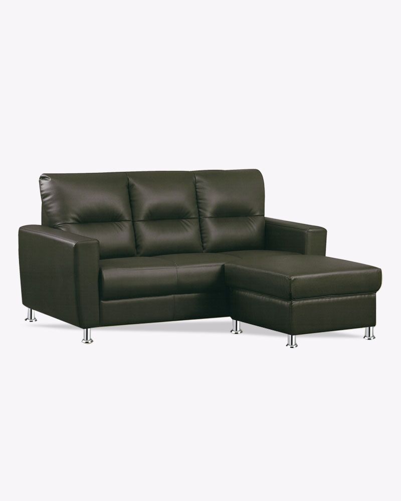 12345.jpg green faux leather sofa with stool