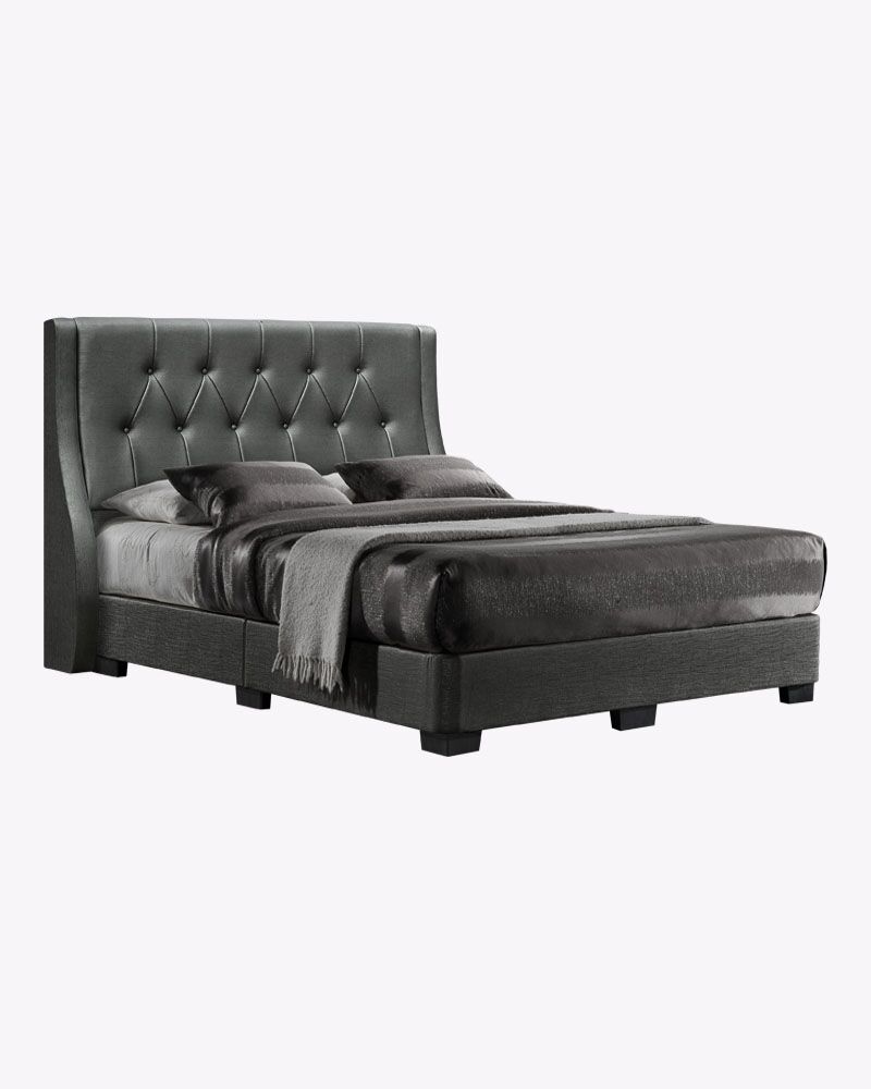 black fabric bed frame