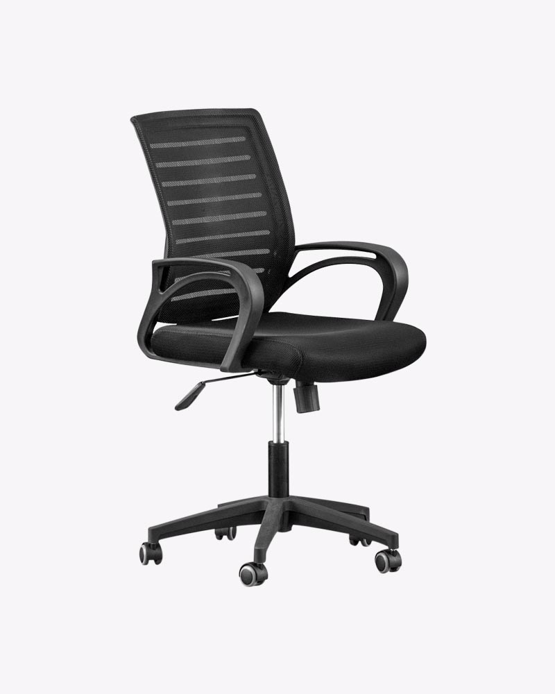black office chair with full arm support