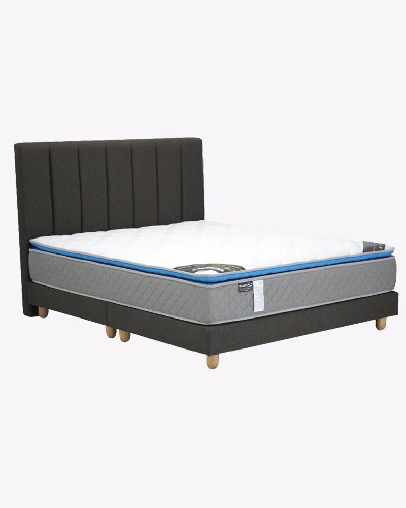 fabso.jpg wooden legs black fabric bed frame with mattress