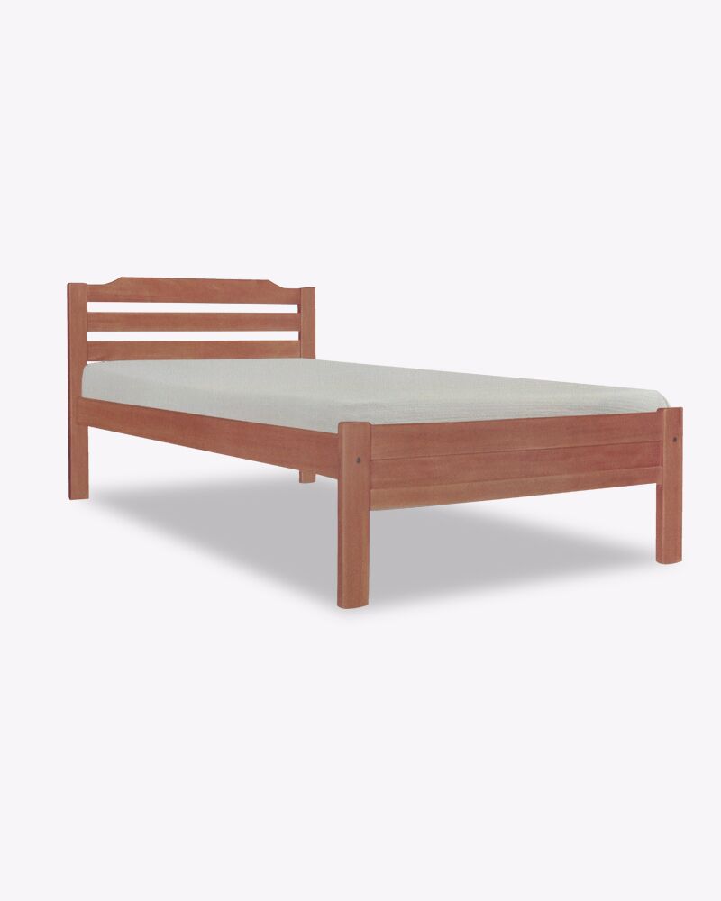 natural wooden bed frame with mattress