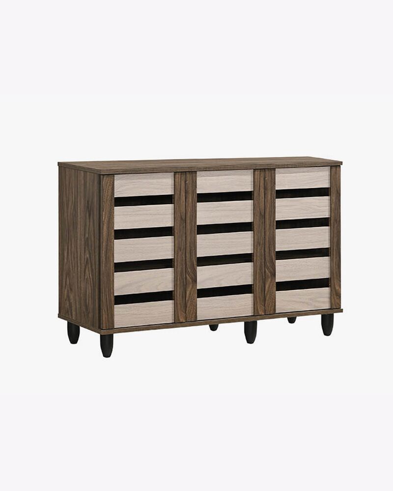 3 door wooden shoe rack