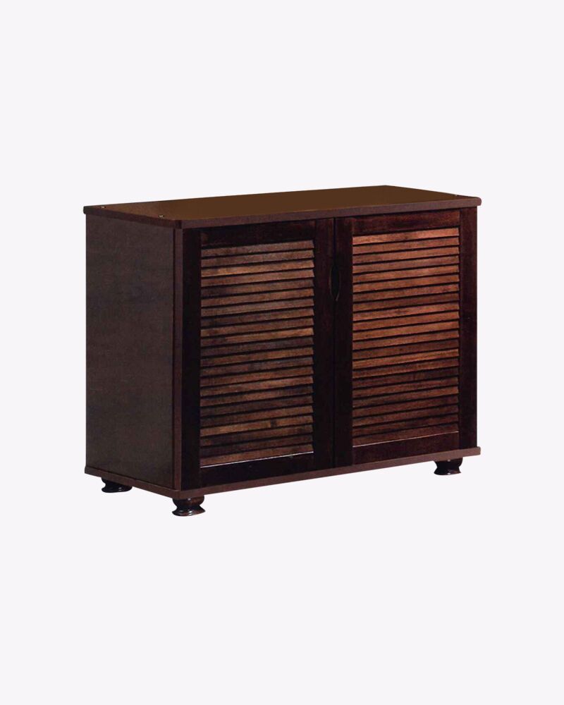 walnut wooden 2 door shoe rack