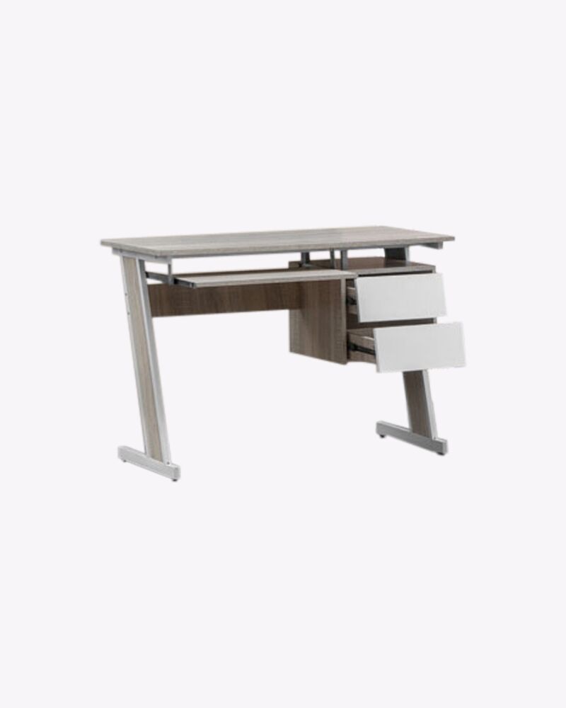 wooden steel computer table with 2 drawers