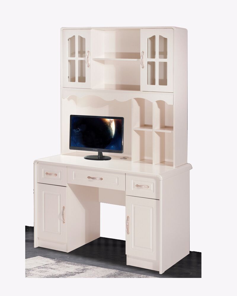 4066.jpg premium modular white computer table with shelf storage above