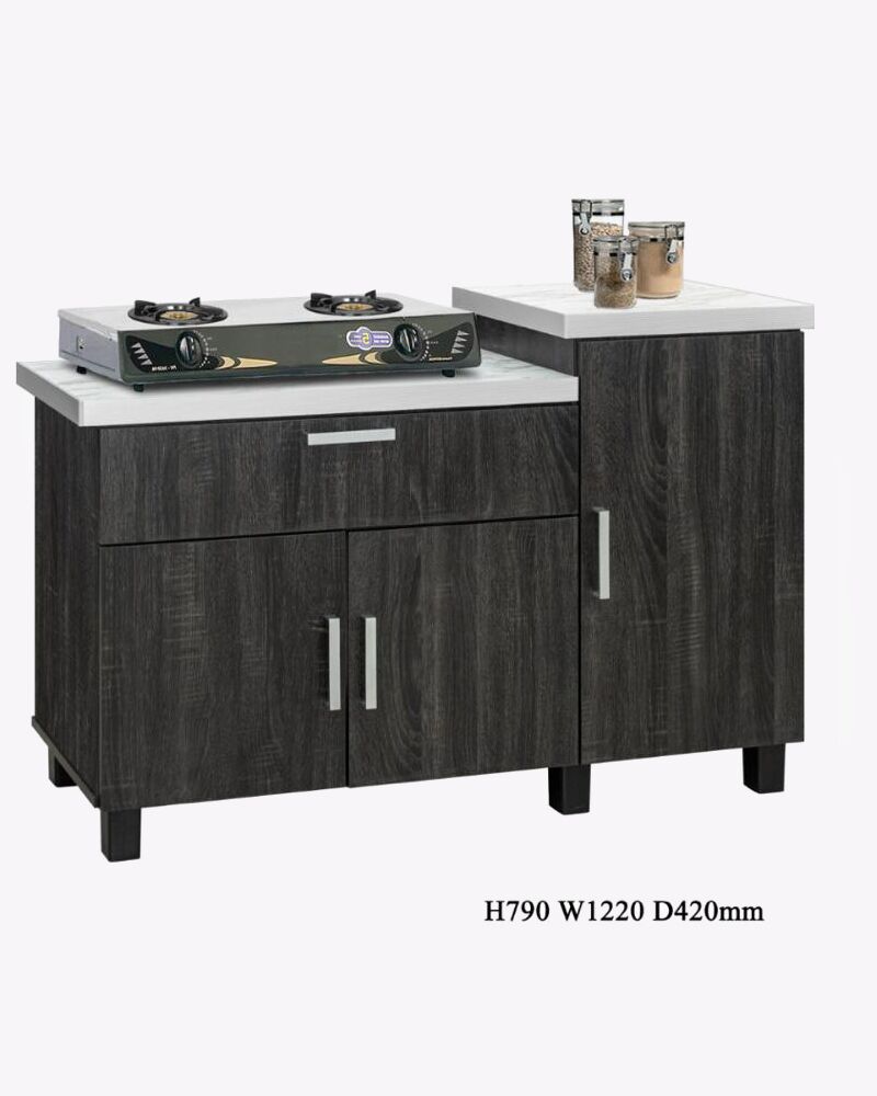 marble surface 3 doors and 1 drawer kitchen cabinet gas tank with stove