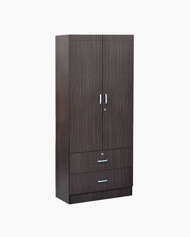 2 doors and 2 drawers brown wooden wardrobe