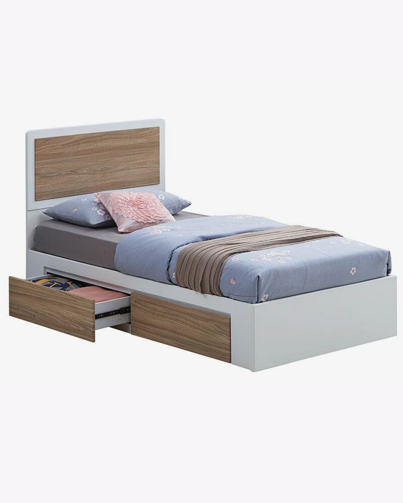 2 drawers wooden bed with mattress