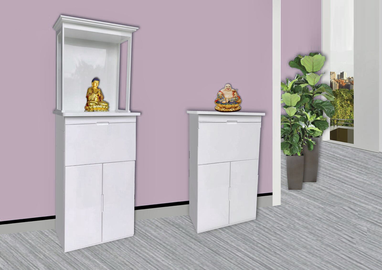 351redesign.jpg buddhist white altar with cabinets