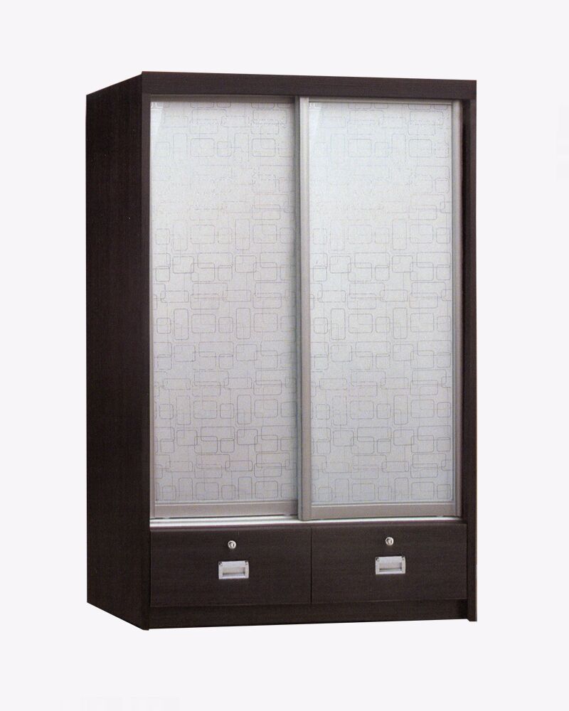 close brown 2 sliding doors wardrobe with 2 drawers
