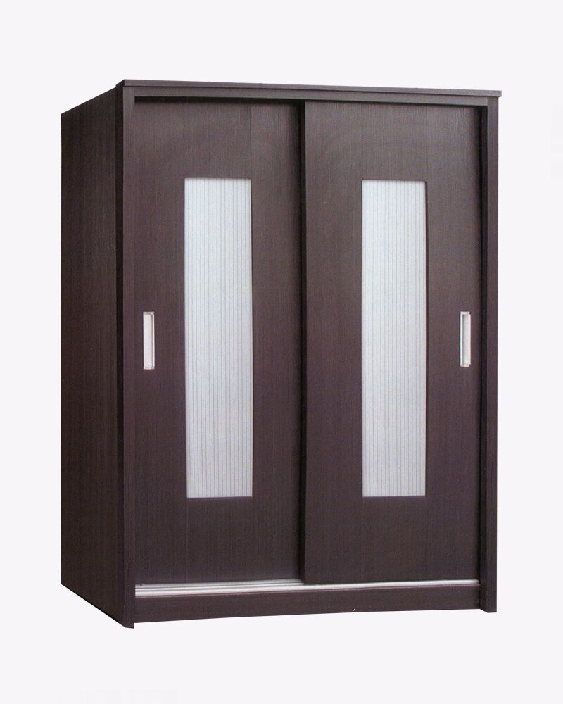 brown patterned 2 sliding doors wardrobe