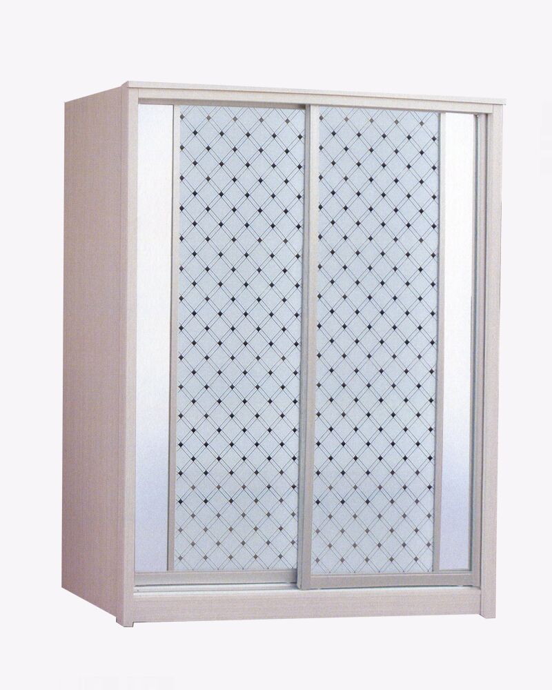 white patterned 2 sliding doors wardrobe