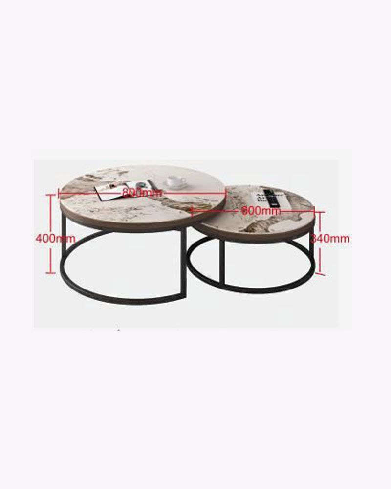188-2ct2.jpg 2 pieces brown marble on top round coffee table