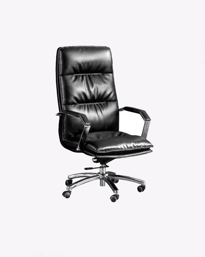 black leather swivel chair
