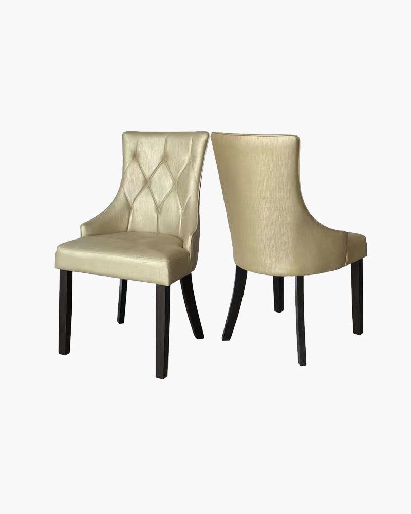 maxcoil Beige tufted leather dining chairs