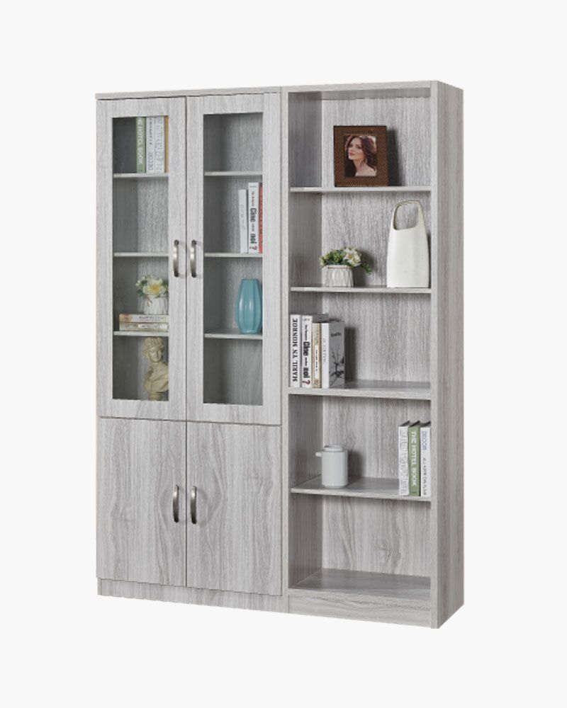 SHL-S21-6+4-$799 Wood bookshelf with 4 doors and shelf
