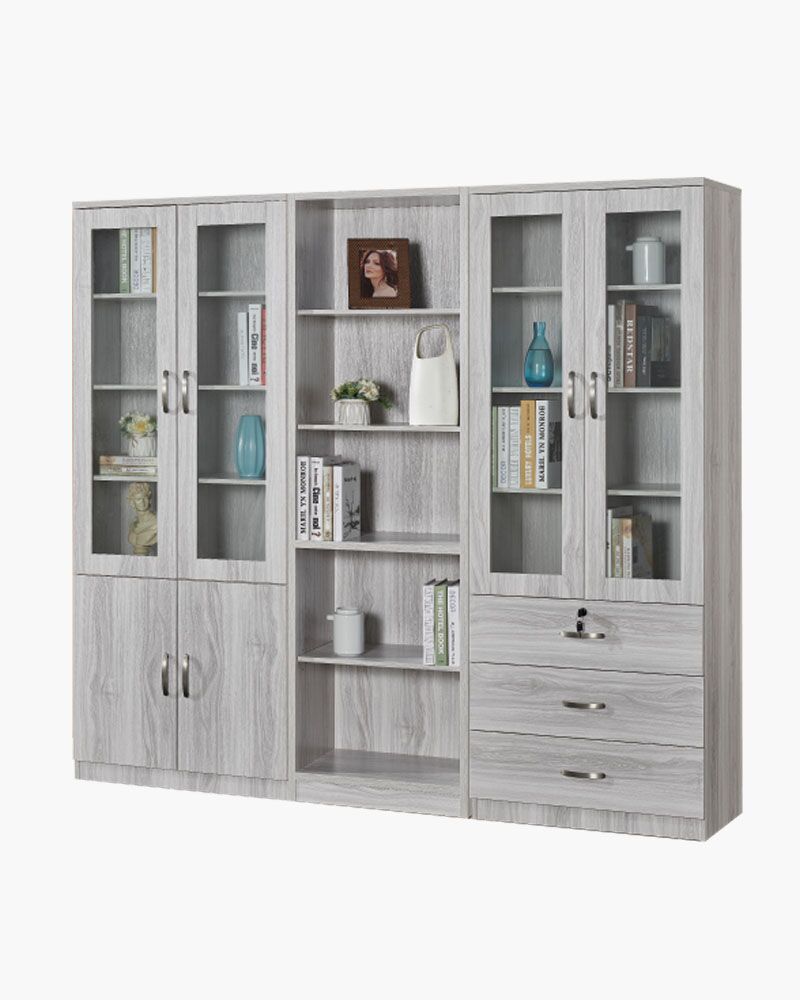 Multipurpose wood book case with middle shelf