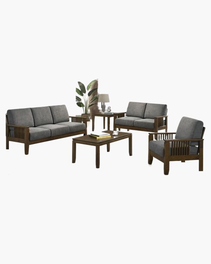 sofa set with a coffee table and a lamp table