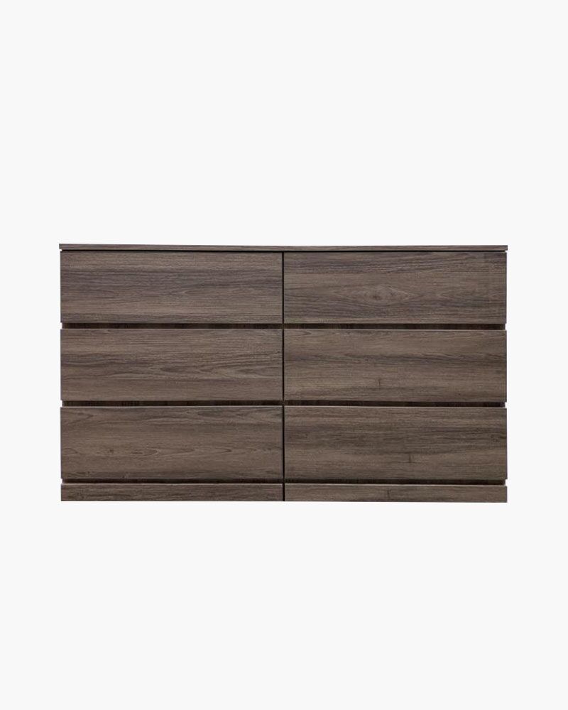front view wooden chest of six drawers