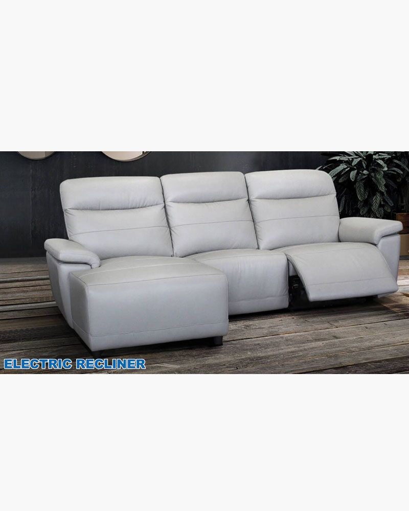 A gray electric recliner