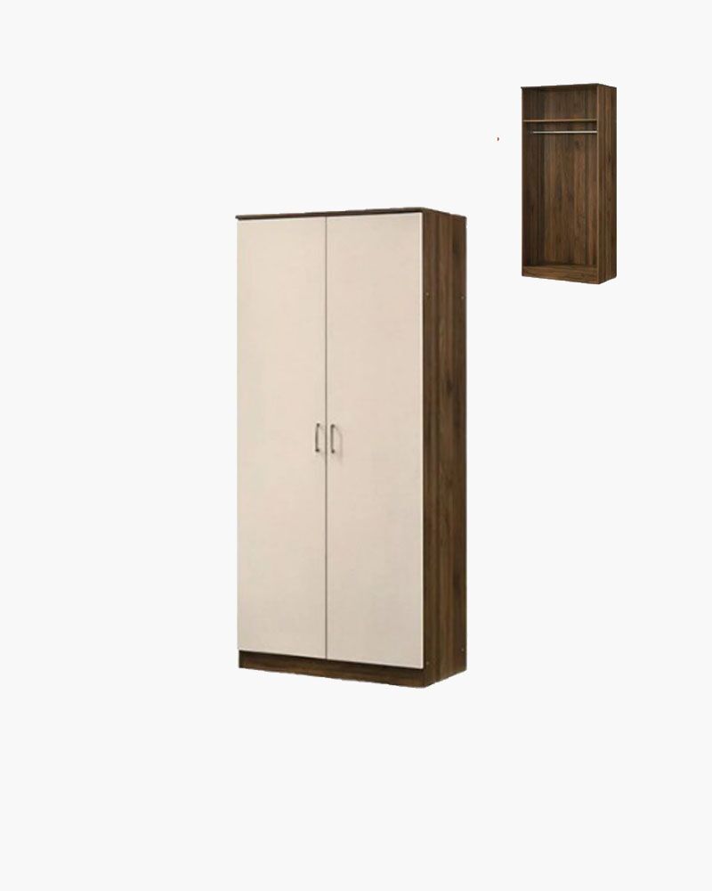 A wooden and cream-coloured cabinet.