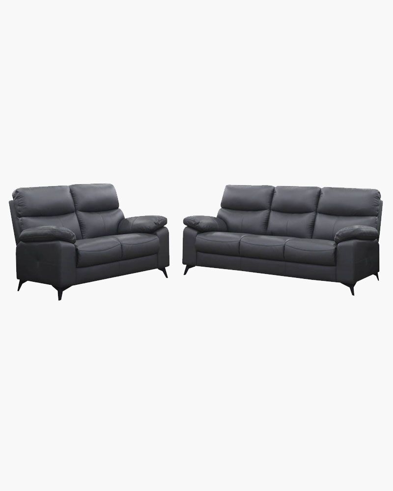 HL9572-2 Two black leathered sofas