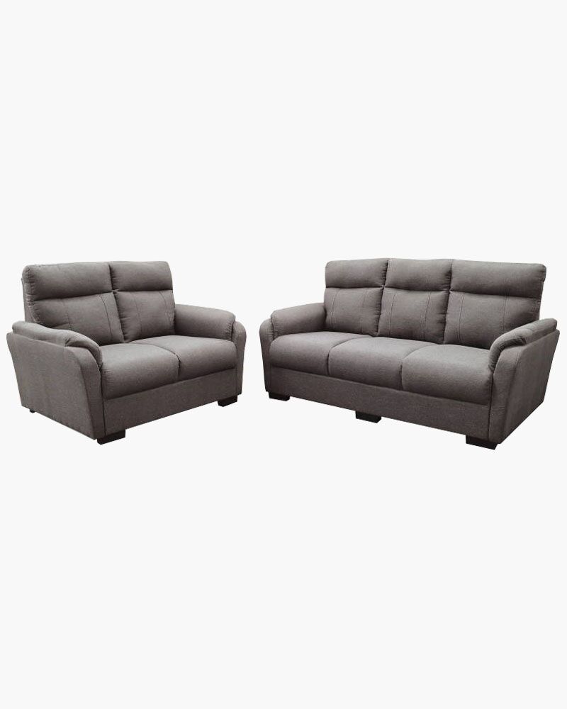 two grey coloured sofas