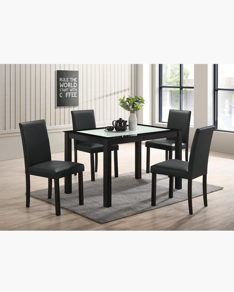 Glass top dining table with 4 chairs
