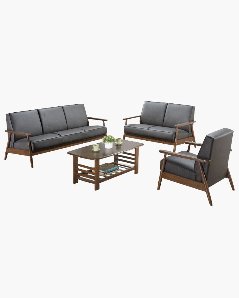 S1318 sofa set grey-coloured sofa set with a coffee table