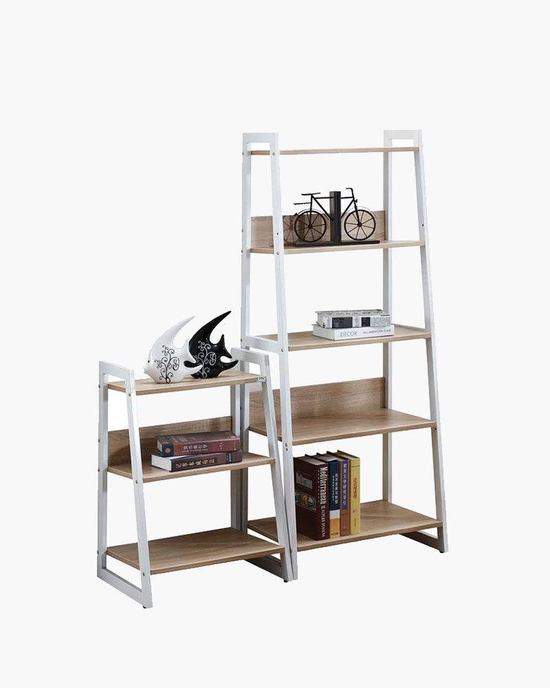 two piece of standing wooden bookshelf