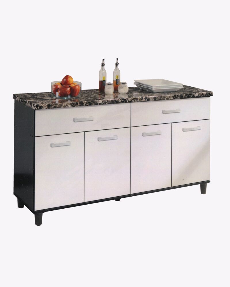 white-black marble surface kitchen cabinet