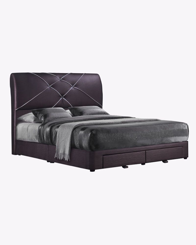 dark brown storage bed frame