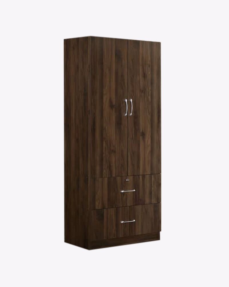 tall modular wooden wardrobe