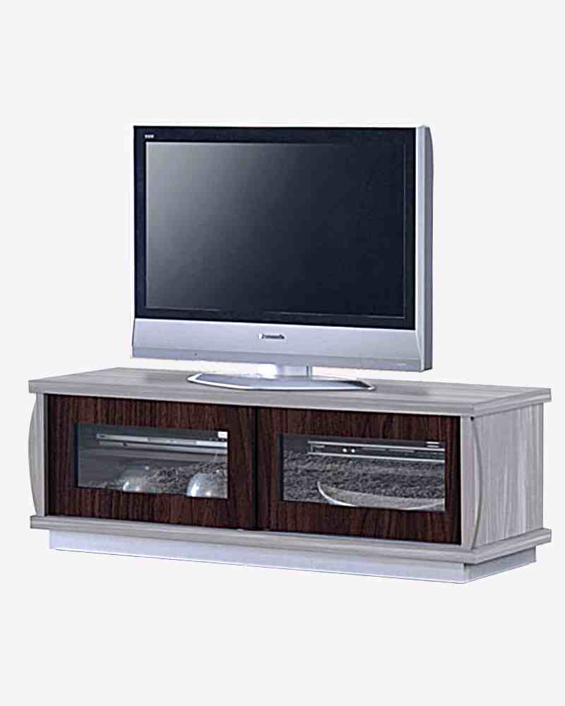 a tv on a premium natural wooden small tv console