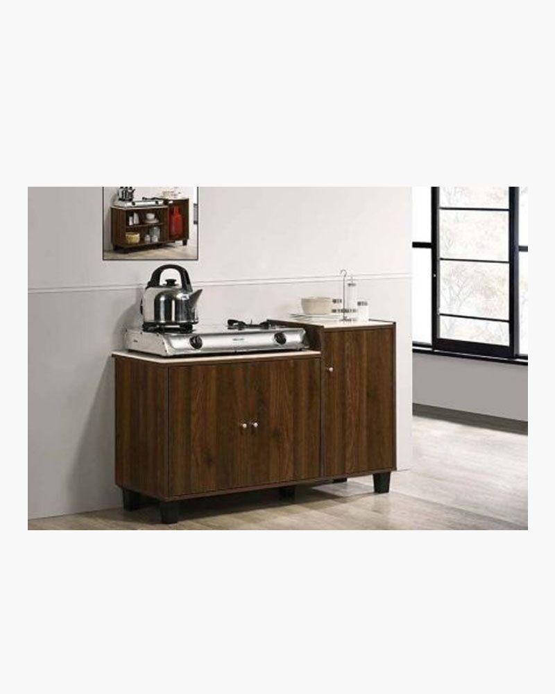 3 doors wooden brown kitchen cabinet
