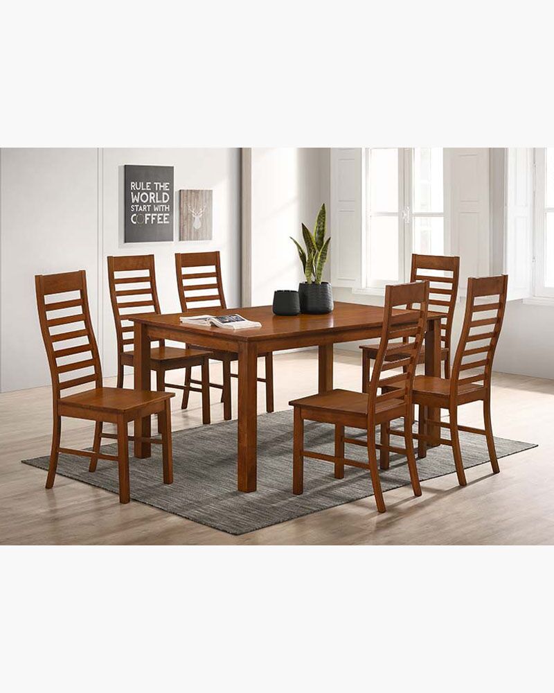 Wood dining set with 6 chairs