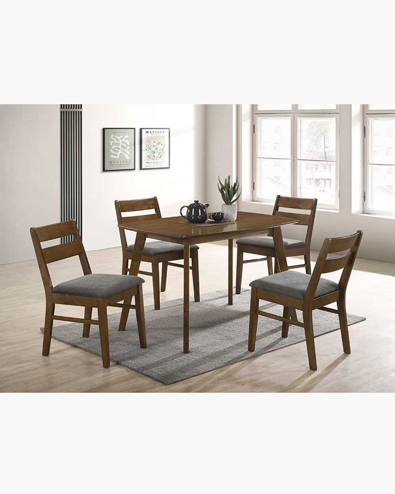 solid wood dining set with 4 ladder-back chairs